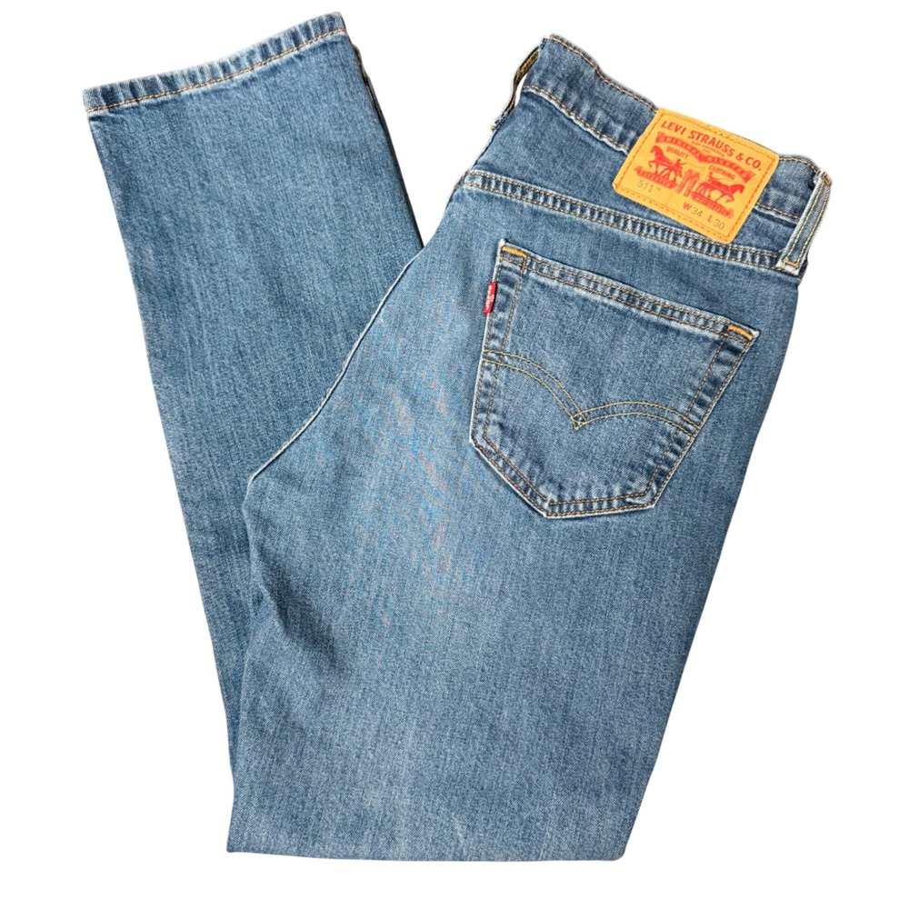 Levi's 511‎ Slim Fit Denim Blue Jeans 34x30 Classic Menswear Red Tab Medium Wash